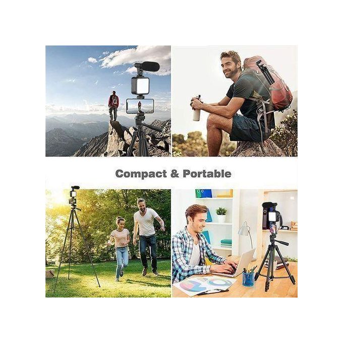 Kit Caméra Vidéo Smartphone Owekfifv - Trépied, Lumière LED 3 Modes, Micro Et Bluetooth Pour Vlogging