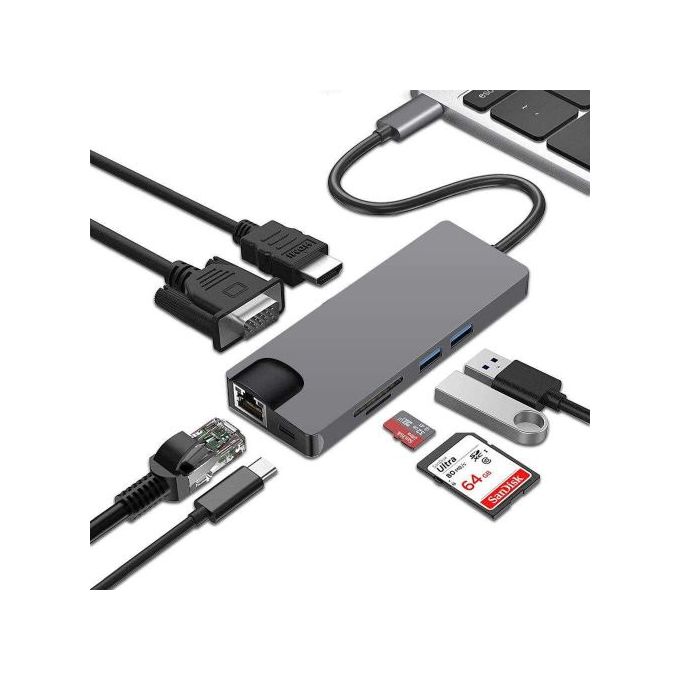 Adaptateur multi-port USB 8 en 1 – Darou Salam Electronique