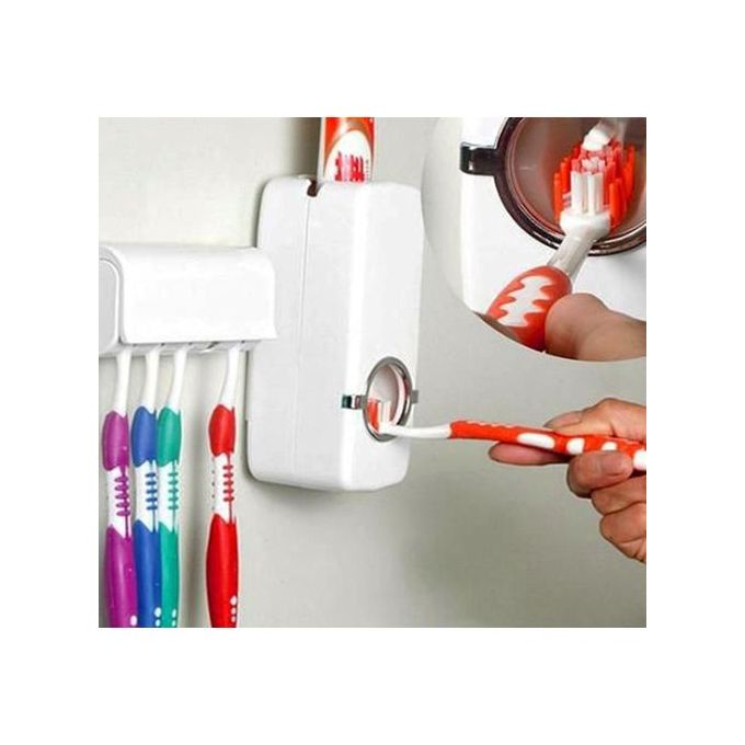 marque generique - Distributeur Automatique De Dentifrice Squeezer  Porte-brosse à Dents Rose - Meubles de salle de bain - Rue du Commerce