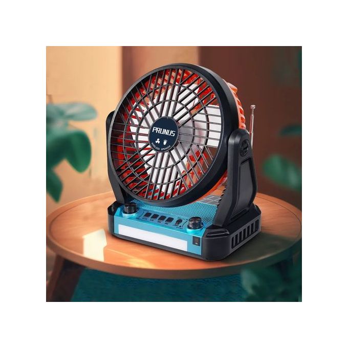 Generic Ventilateur Solaire Rechargeable + Panneaux + Radio Et Bluetooth +  Lampe - Prix pas cher