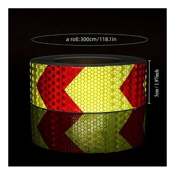 Ruban Adhésif Réfléchissant Jaune Rouge 10cm X 20m - Sécurité, Imperméable, Pour Véhicules Et Vêtements