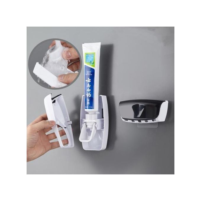 Support Mural Brosse à Dents Avec Distributeur De Dentifrice - Organisation Salle De Bain - 5 Emplacements + 2 Gobelets Magnétiques