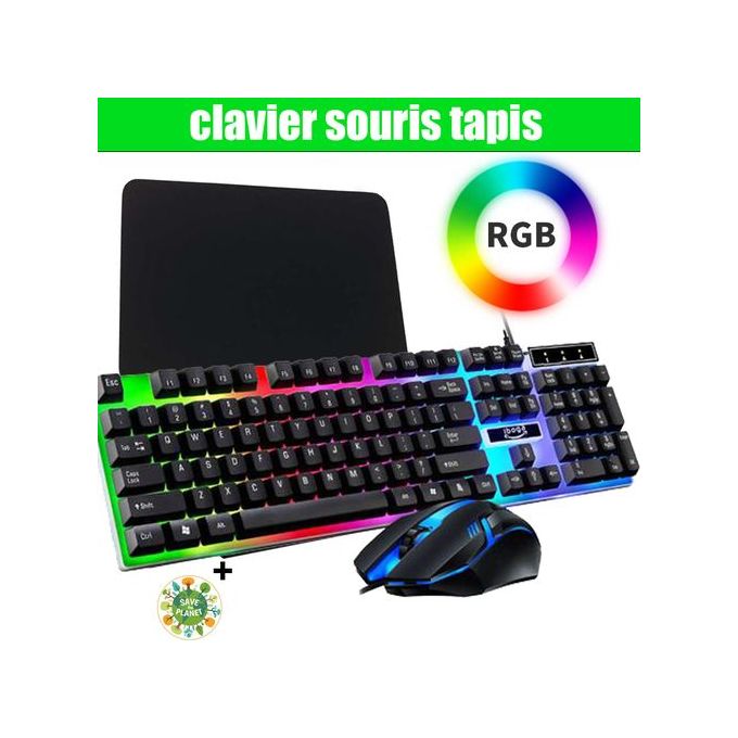 Pack Clavier,souris Et Tapis De Souris Gamer Clavier RGB Touches