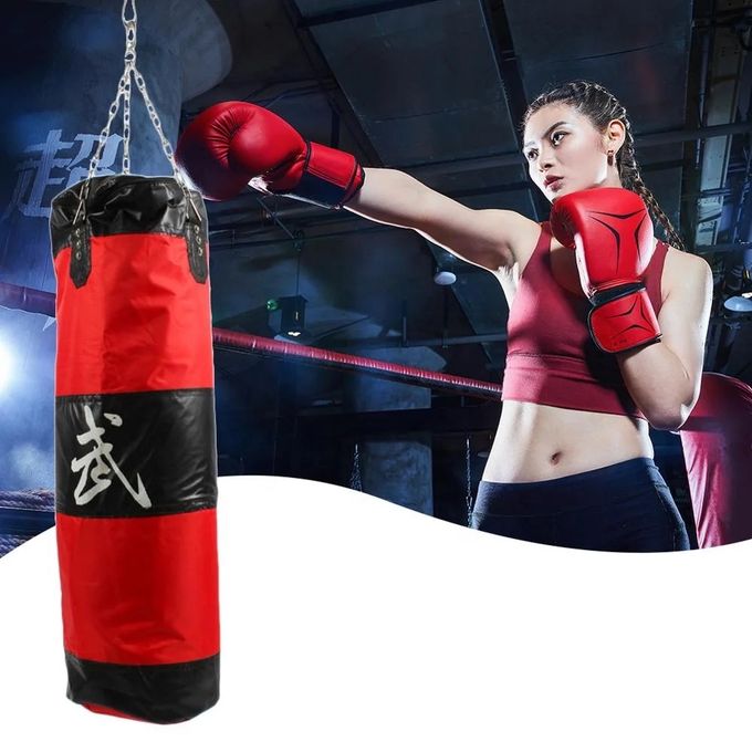 Sac de frappe à suspendre - kit de fixation, chaine 4 points, gants inclus  - acier PVC EPE rouge noir - Boxe - Achat & prix