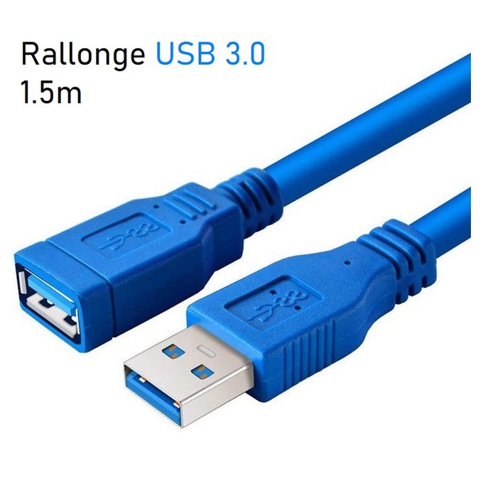 Generic RALLONGE USB 3.0 MALE-FEMELLE 1.5M - BLEU - Prix pas cher