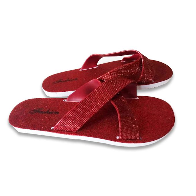 sandales plates rouges femme