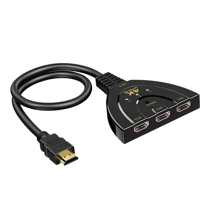 Commutateur HDMI 3 Ports Manuel - 4K, 3 Entrées 1 Sortie - Pour TV, PC, PS5, Chromecast, Projecteur - Plug And Play