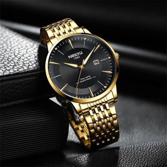 Nibosi Montre à Quartz En Acier Inoxydable Pour Homme, Accessoire De Mode  Business, MODÈLE DE LUXE - Fond Noir - Prix pas cher