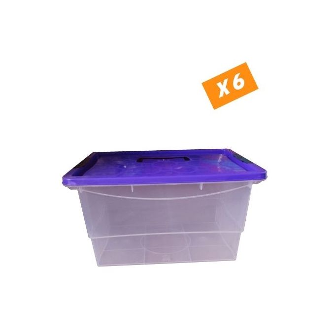 Tajplast Lot De 6 Boites De Rangement Grande Capacite 23l Boite