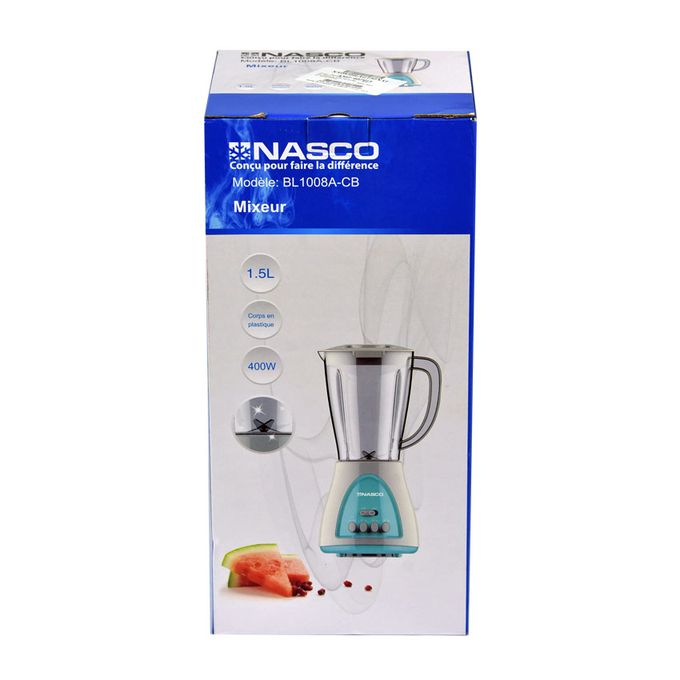 product_image_name-Nasco-Blender bol Incassable - BL1008A-CB - 1.5 Litre - 400 W - Blanc/Vert - 3 mois de garantie-2