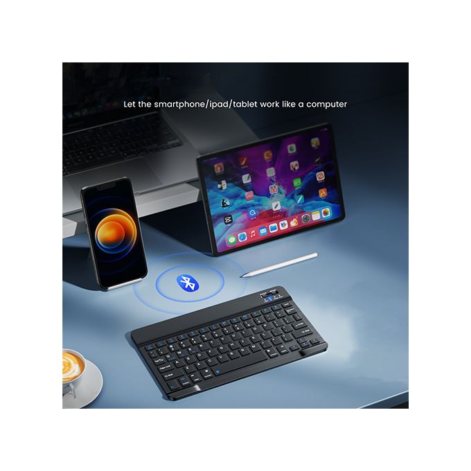 DBA Housse universelle pour clavier avec clavier Bluetooth sans fil avec  support pour téléphones iOS - Android, bleu - Cdiscount Informatique