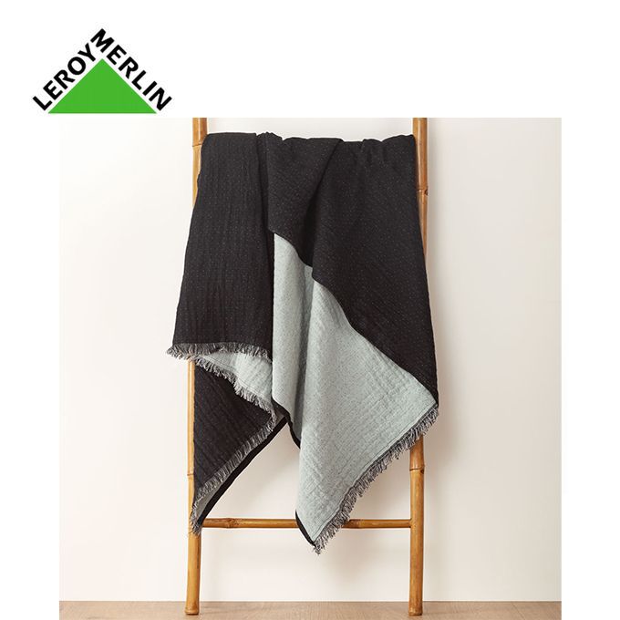 leroy merlin drap de plage foutas bicolore gris noir dim 130x170 cm 100 coton jete de lit canape plaid couverture prix pas cher jumia ci