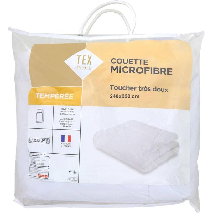 Lot de 5 couettes 240x220 cm 400g blanc 100% polyester microfibrestoucher  peau de pëche