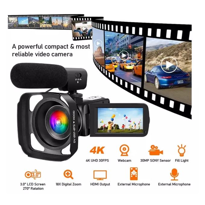 Dvc Caméra Vidéo  4k Vlogging Caméra UHD 56MP Avec Vision Nocturne  WiFi Caméra Zoom 18X Avec Micro, Caméscope Caméra Vidéo 2.4G Télécommande  Et Carte SD 32G - Prix pas cher