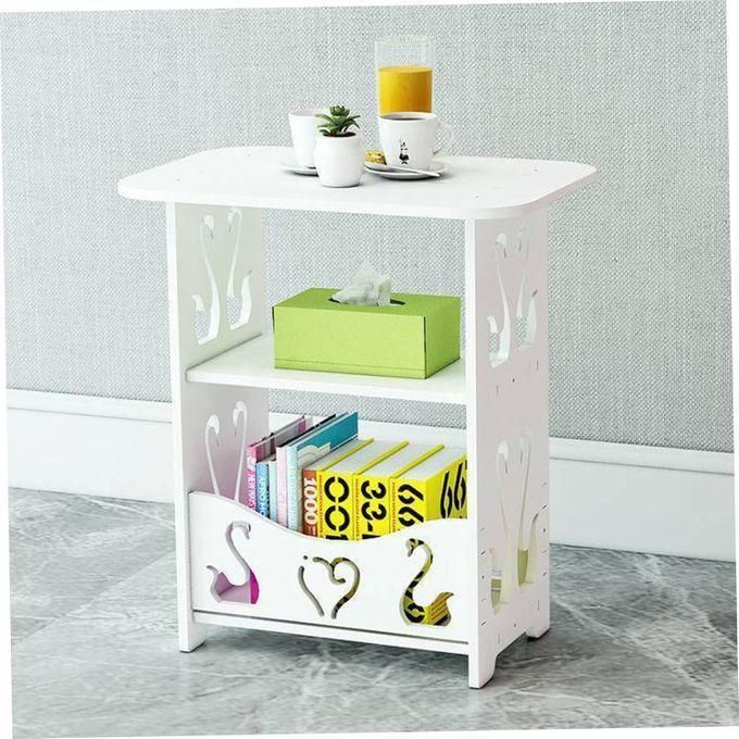 Mini Table De Chevet Organisateur - Compacte, Blanche, Pour Petit Espace - Idéale Chambre, Salon, Salle De Bain