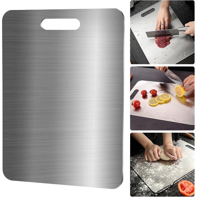 Pavlleen Planche à Découper en Titane,Yamato Titanium,Planche a Decouper Inox pour La Cuisine,Pour la viande,Fromage,le pain,les légumes,les fruits (34 x 23 cm