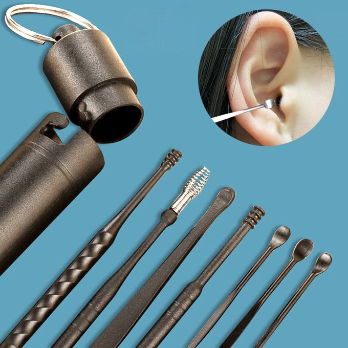 Nettoyeur d'oreille, 6 stk cuillre oreille en acier inoxydable