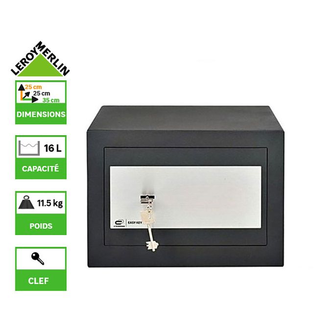 Leroy Merlin Coffre Fort A Cle 16l H 25 X L 35 X P 25 Cm