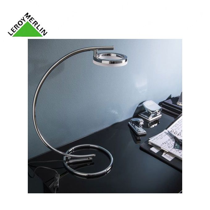 Leroy Merlin Lampe De Bureau Iring Haut 34cm Chrome Brillant