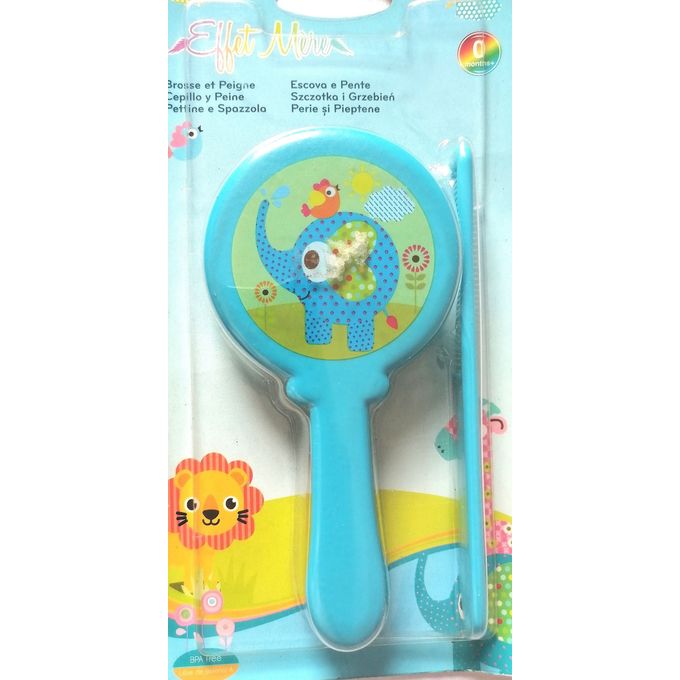 Set d'accessoires pour les cheveux du bébé, brosse + peigne, bleu - Chicco  Brush and Comb for Baby Blue