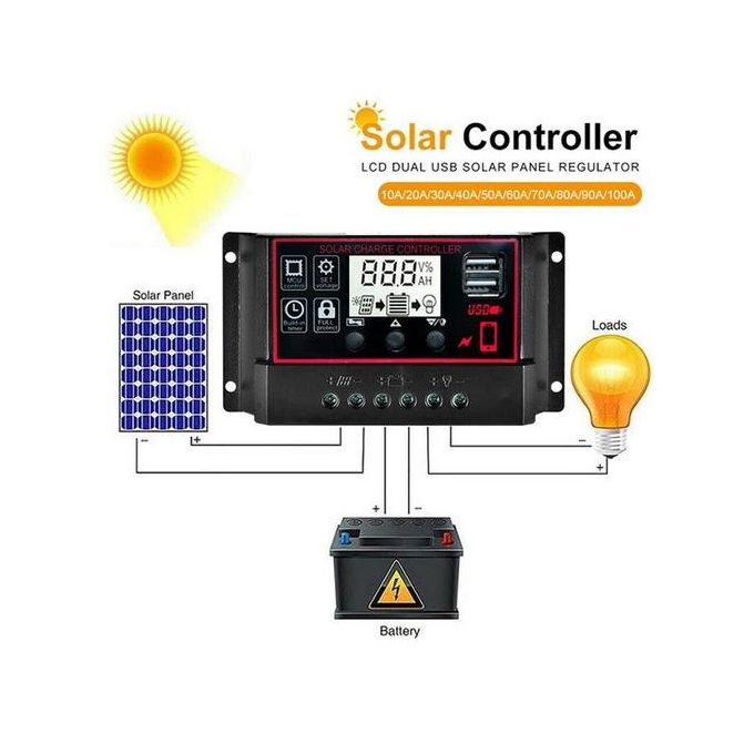 1 Contrôleur Charge Solaire 100 A 60 A 50 A 40 A 30 A 20 A - Temu Canada