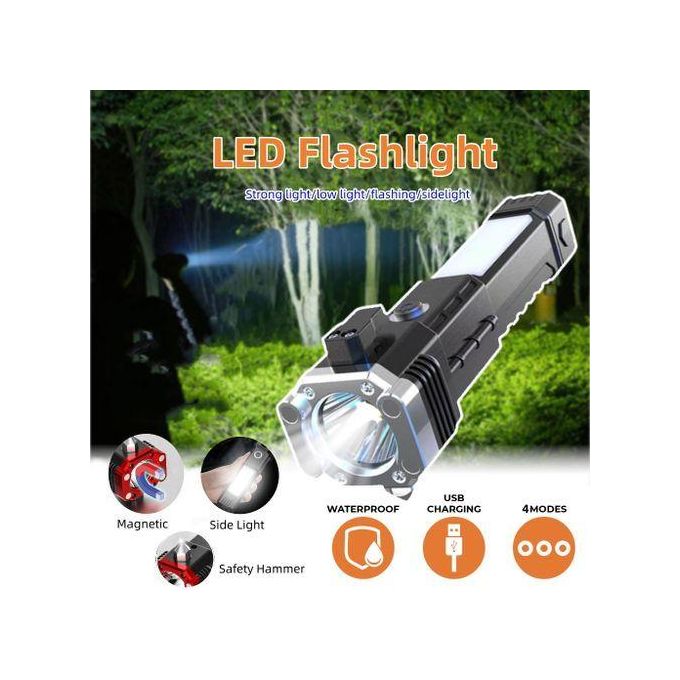 Lampe de poche LED tactique multifonctionnelle, lampe torche d'urgence