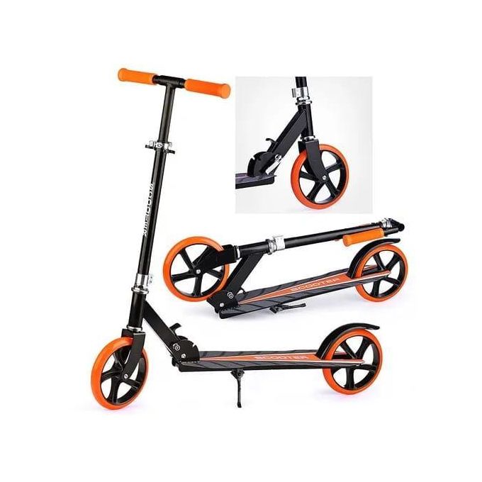 Trottinette Pliable Pour Adulte Et Enfant – Frein à Main – Hauteur Réglable 3 Niveaux – Roues PU 20 Cm – Noire Ou Blanche