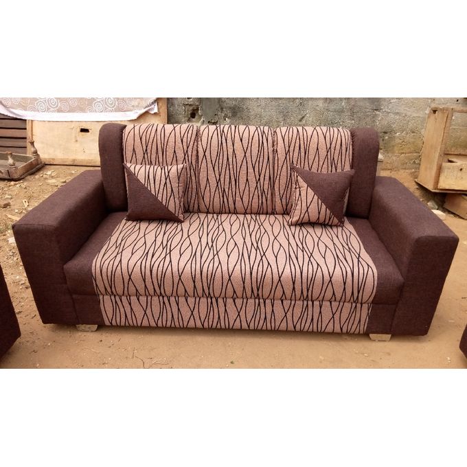 Generic Salon De Fauteuil 7 Places En 2 Tons Tissu D'Ain Marron  Prix