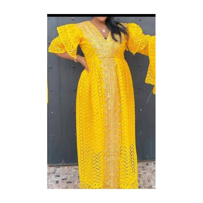 robe dentelle jaune