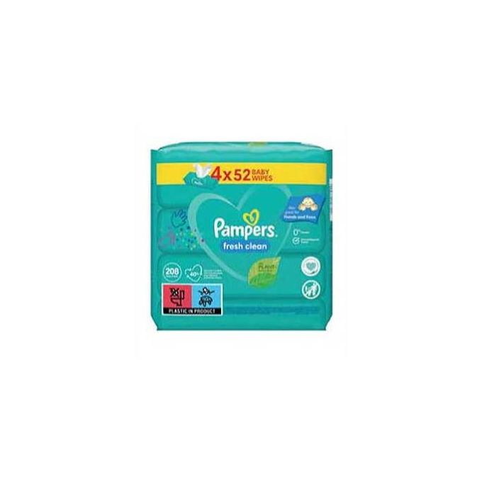 Lingettes Bébé Fresh Clean PAMPERS : le paquet de 52 lingettes à