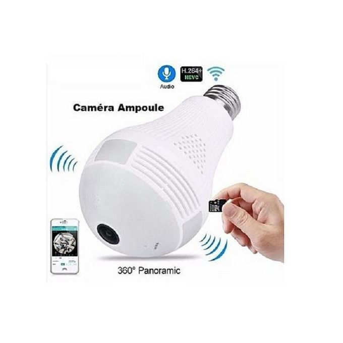 Ampoule - Caméra Espion - Wifi HD Panoramique 360° Avec Accès par Smartphone