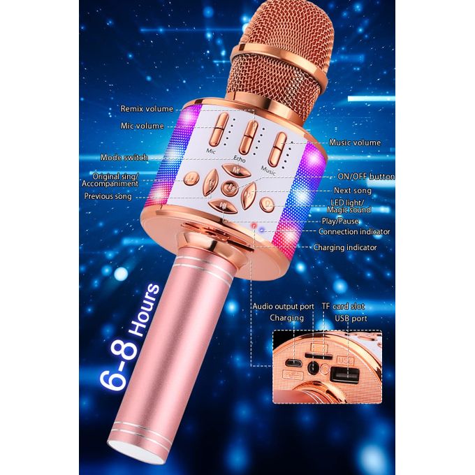 Karaoke Micro sans fil Bluetooth 4.1, LESHP S9-UHF Microphone sans fil  Professionnel Système Karaoké Portable avec 2 Micropho : 105.59 €