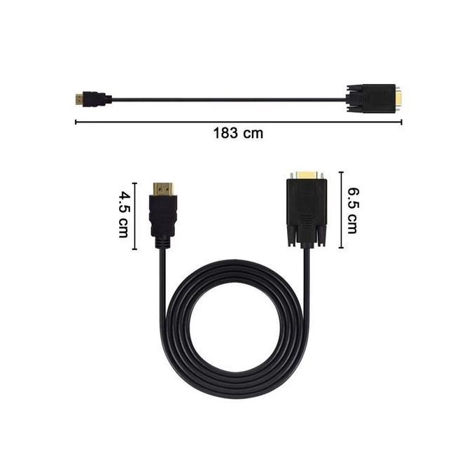 Generic Câble Adaptateur HDMI vers VGA Mâle D-SUB pour moniteur  d'ordinateur HDTV - Noir