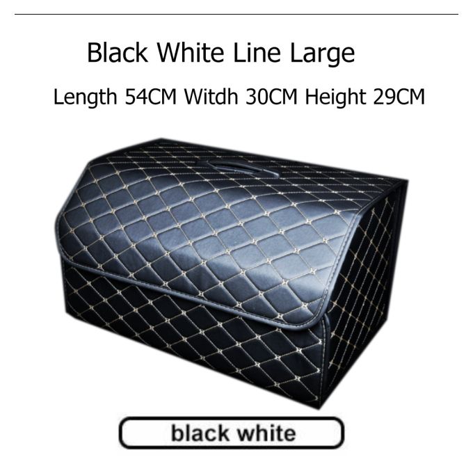 Sac de Rangement Pliable en Cuir PU pour Coffre de Voiture, Boîte