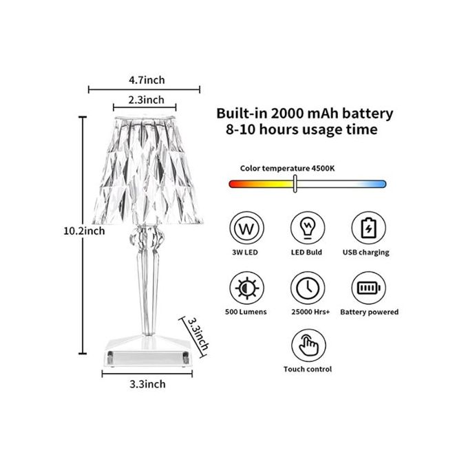 Generic Lampe De Table En Diamant Rvb Avec Capteur Tactile USB