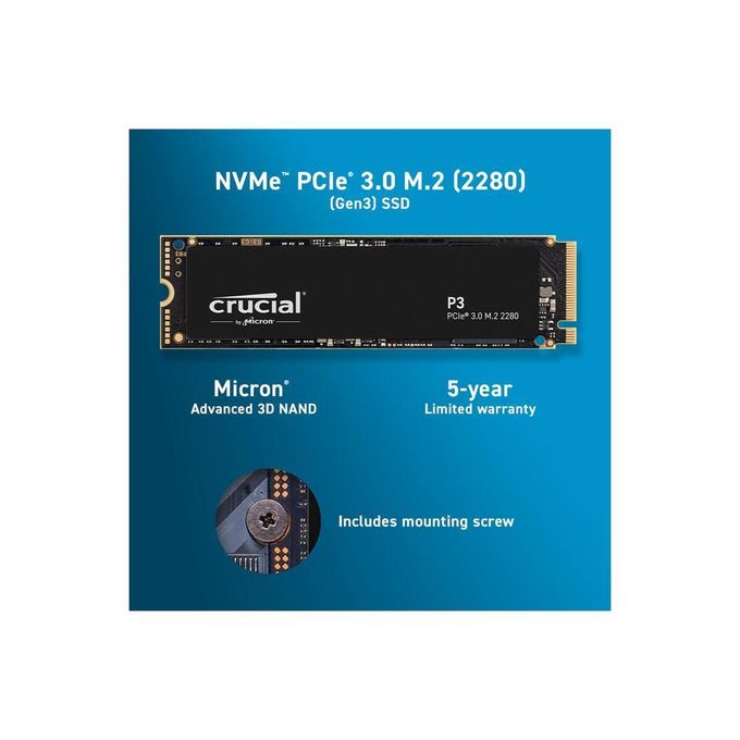 Crucial P3 Plus 500Go M.2 PCIe Gen4 NVMe SSD Interne - Prix pas cher