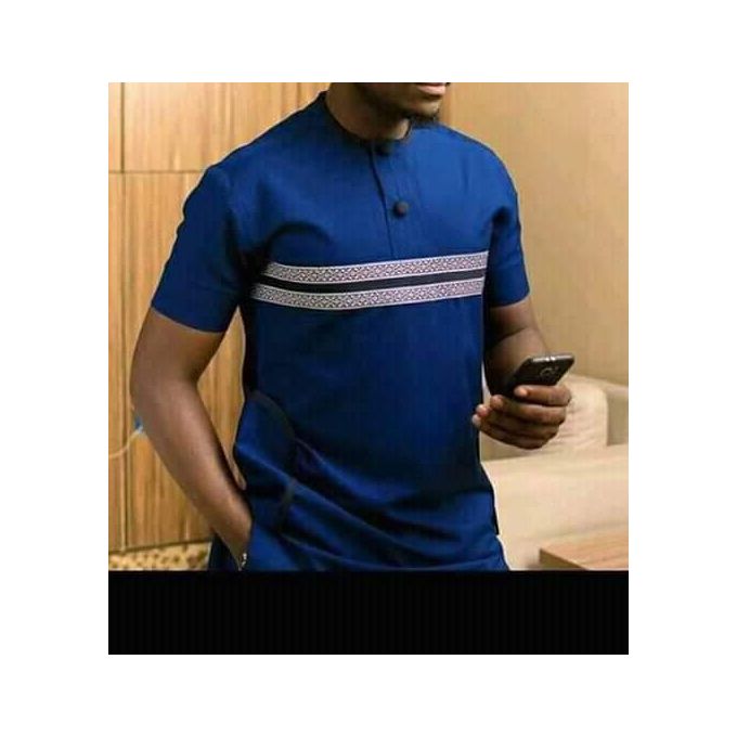 Fashion Ensemble Tunique Homme Manche Courte De Couleur Bleu Prix pas cher Jumia CI