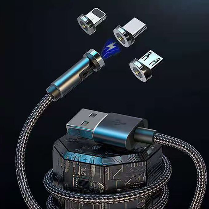 Câble Magnétique [Lot de 3, 2M/2M/3M], Melonboy Chargeur Magnétique Rotatif  à 360 ° et 180 ° Câble de Chargeur Magnétique avec M