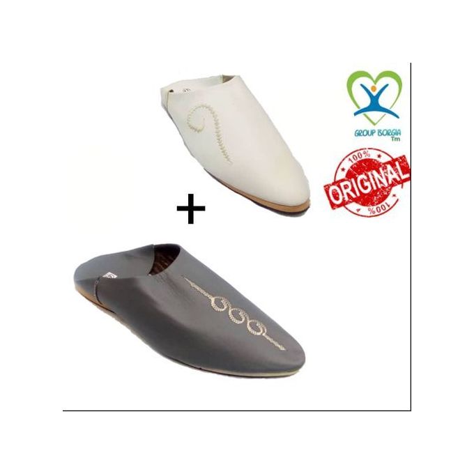 Generic 2 Sandales Babouche gris Blanc Prix pas cher Jumia CI