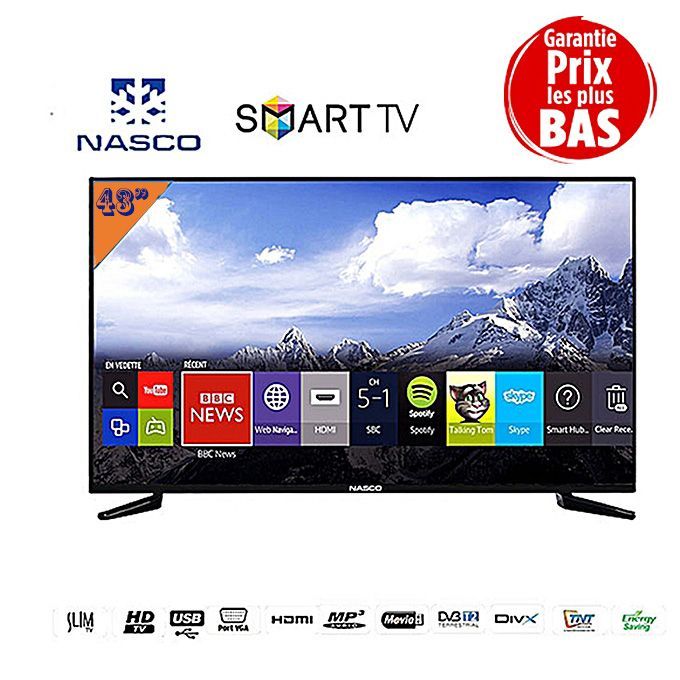Nasco Smart TV LED 43 Pouces FULL HD USB HDMI Wifi Noir