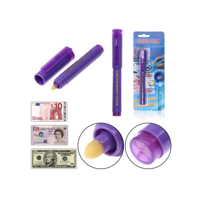 MONEY TESTER - Stylo détecteur de faux billets, euros Professionnel, stylo faux  billets, euros, détecteur faux billets Le stylo fonctionne sur l'euro, le  dollar, la livre sterling et toutes les principales devises