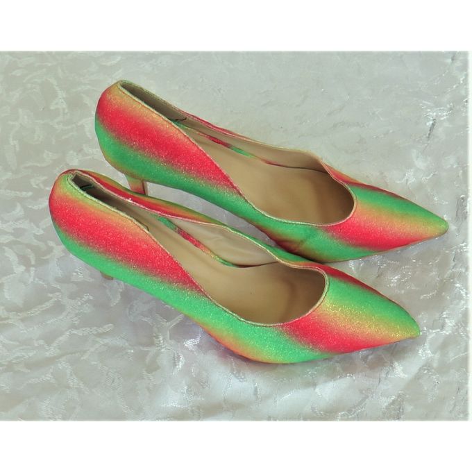 escarpin multicolore petit talon