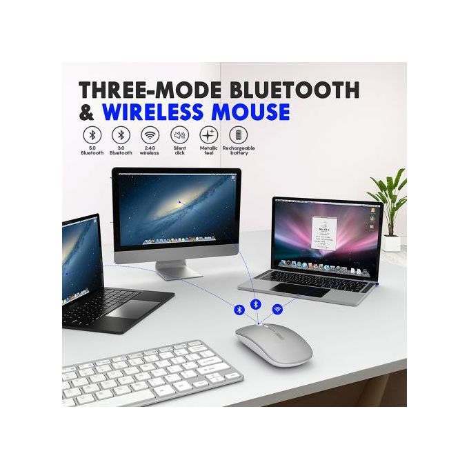 Inphic Souris sans Fil Rechargeable, Souris Bluetooth, Trois Modes