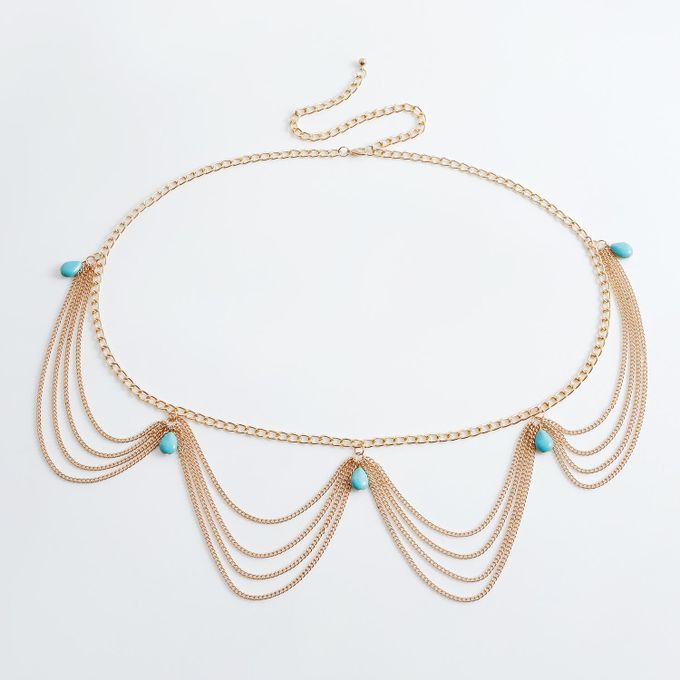 Lot De 2 Chaînes De Taille FIOROYAL Plaquées Or 14 Carats - Bijoux Ventre Pour Plage, Bikini - Perles, étoiles, Paillettes - Acier Inoxydable 316L