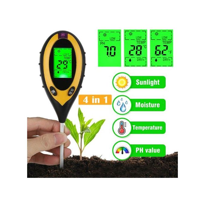Testeur de PH de sol multifonctionnel, PH-mètre numérique, température,  humidité, lumière du soleil, mesure intelligente pour les plantes de  jardin, 3 en 1, 4/5 en 1