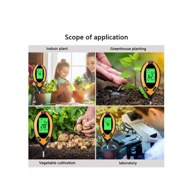 NOYAFA - Testeur de sol numérique Humidité Température Mètre Instrument  d'étude du sol Acidité Alcali Mètre 4 en 1 Sol PH mètre pour plantes  cultures Autre testeur