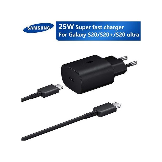 Samsung Chargeur Rapide 25W + Cable USB-C USB-C Pour SAMSUNG S21