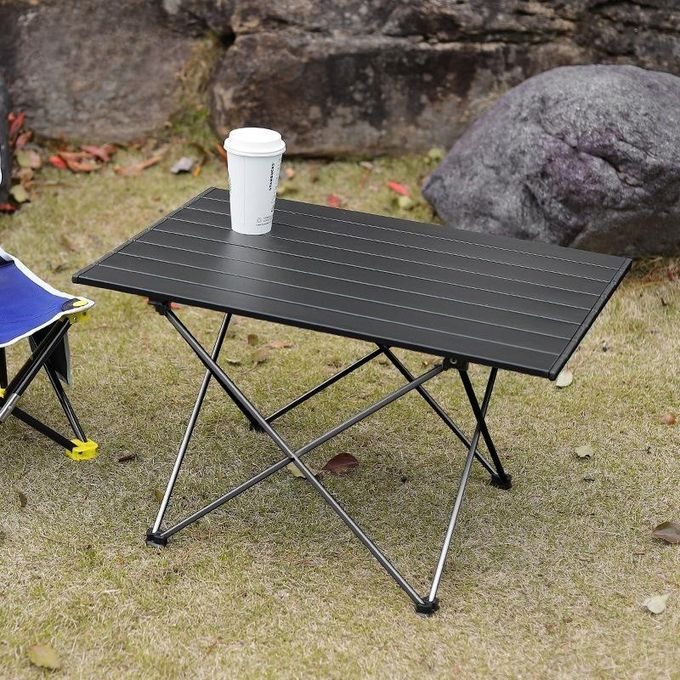 ML-Design Table de Camping Pliante Noir, 90x51,5 cm, Alm, Hauteur