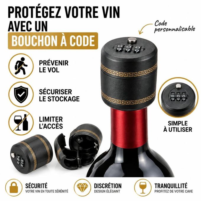 BOUCHON DE BOUTEILLE DE VIN MOUSSEUX RÉUTILISABLE (LOT DE 4) (2 LOTS A