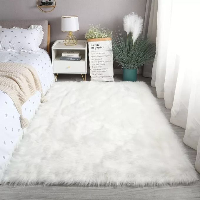 Tapis de chambre à fourrure , moderne blanc